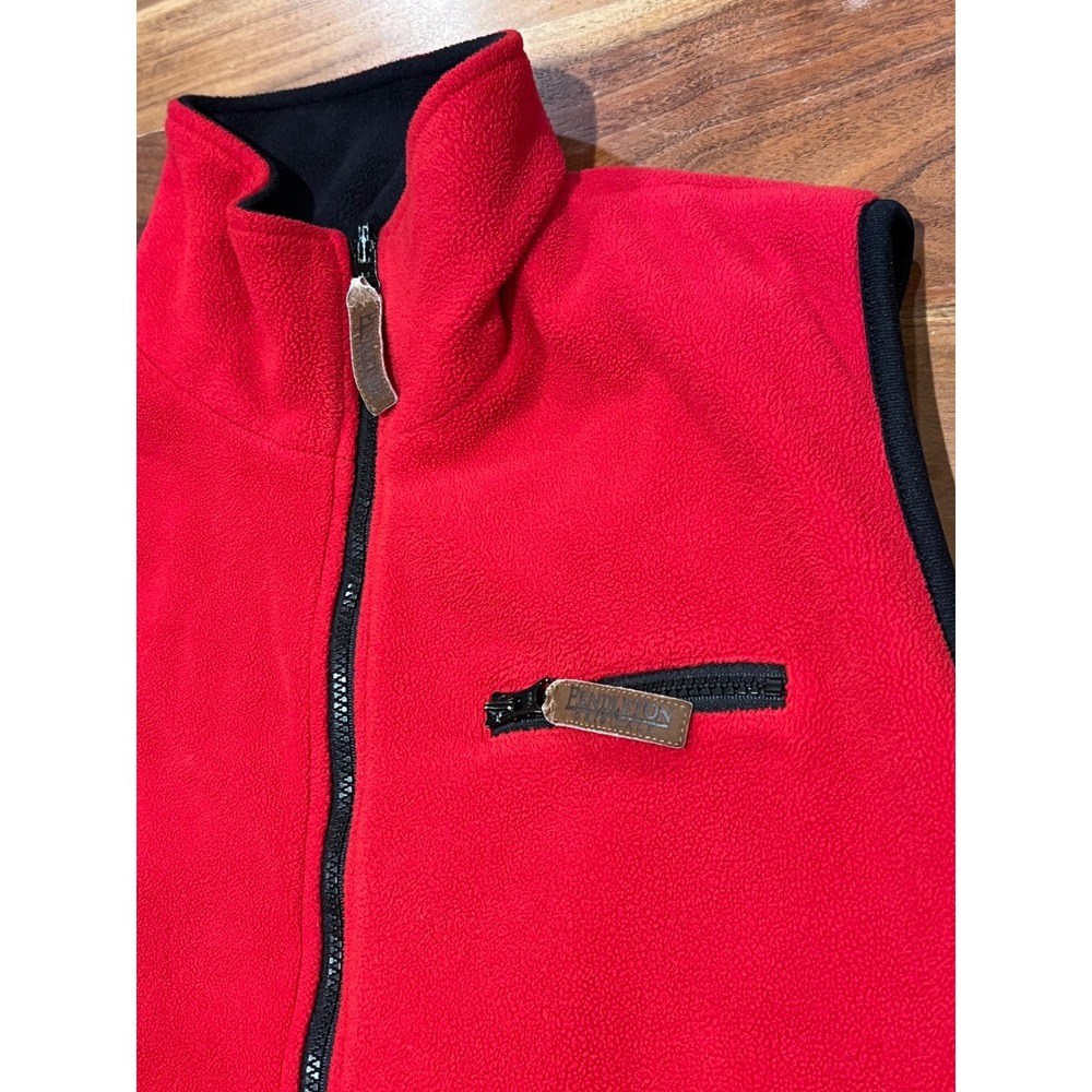 Pendleton Originals Reversible Fleece Vest Black Red Full Zip Mens Large